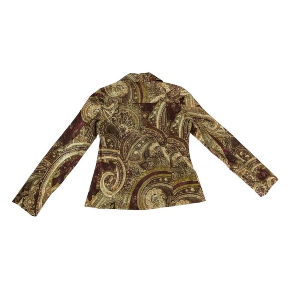 CHICOS Women Paisley Print Blazer Size 0/S Shades of Brown Fall Autumn Career - Picture 3 of 16